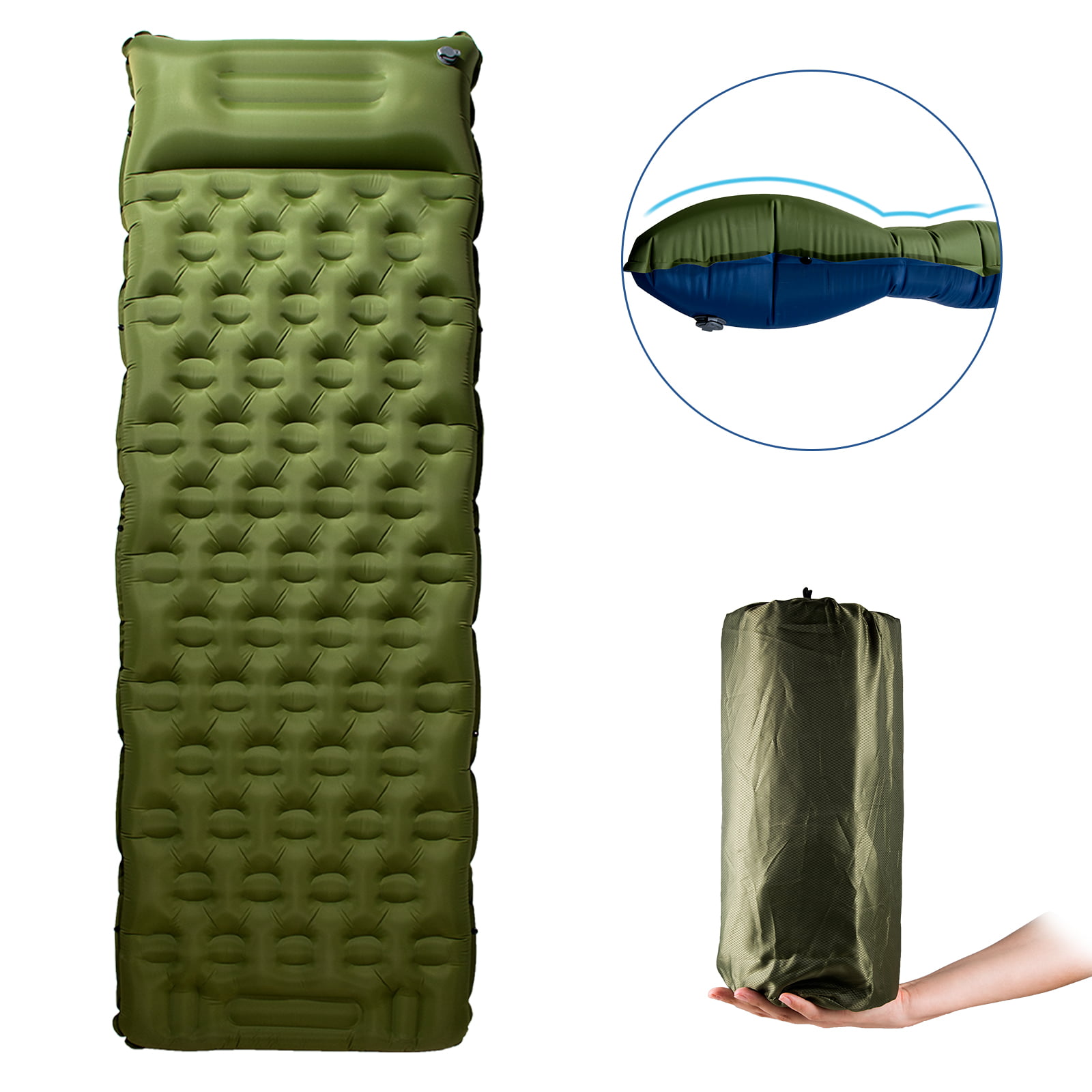 Details about   Self Inflatable Camping Mat Pad Sleeping Bed Outdoor Folding Air Mattress Pillow 