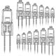 thumbnail image 1 of 12-pack G4 20w 12v 2800k 2-pin halogen bulb for hood, kitchen, living room, bedroom, 1 of 5