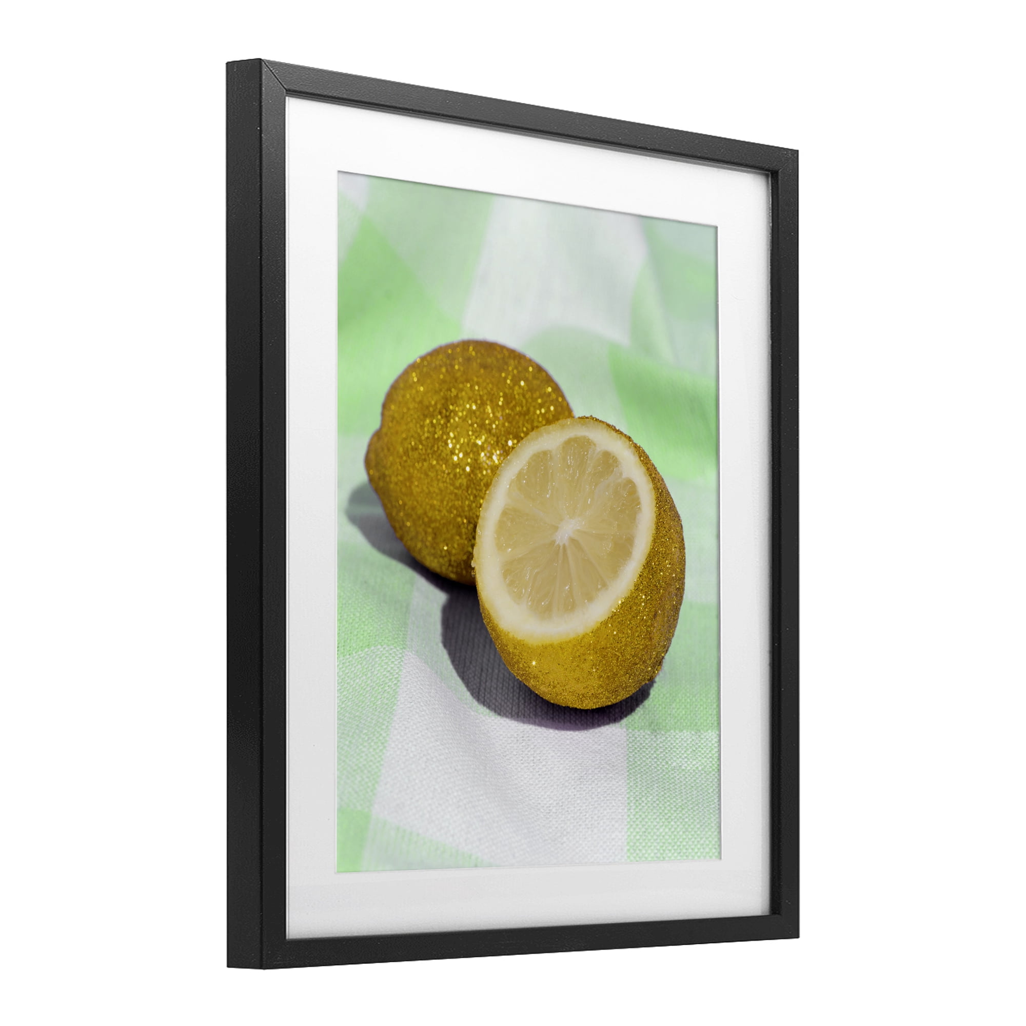 Stupell Industries Glimmer Lemon on Green Black Framed Print Under Glass, design by LISH Creative