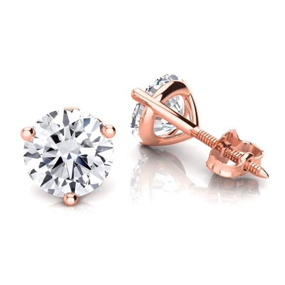 14k Ladies Martini Setting Natural 0.5 Ctw Diamond Stud Jewelry Earrings For Her (Rose Gold)