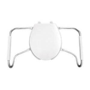 BEMIS MA2050T Medic-Aid Open Front Toilet Seat with Safety Side Arms and Cover, ROUND, Long Lasting Solid Plastic, White