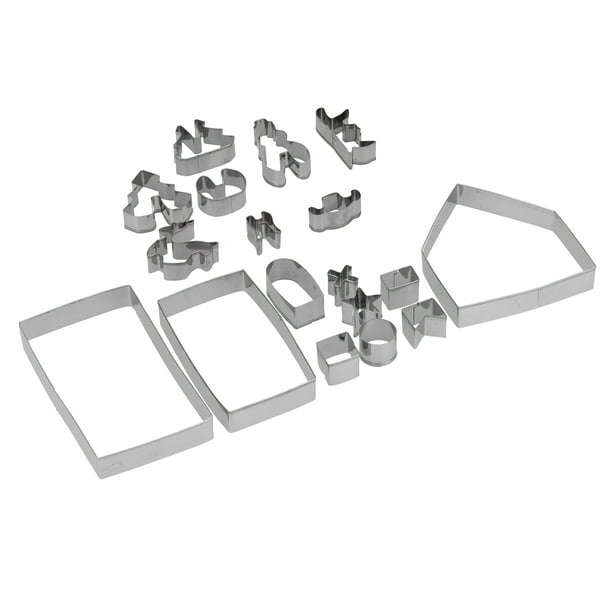 Juego de 18 cortadores de galletas de acero inoxidable, moldes para galletas, moldes para casas de jengibre, herramientas para hornear DIY.