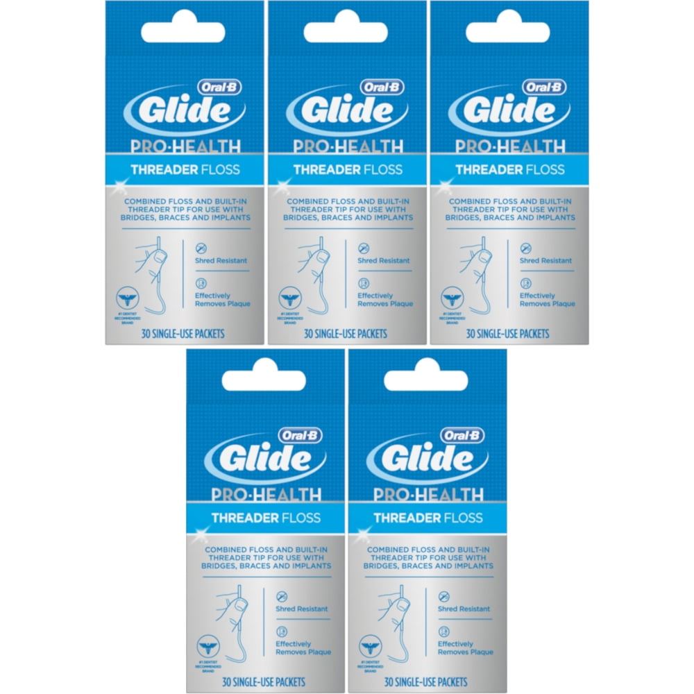 5 Pack OralB Glide ProHealth Threader Floss 30 Each