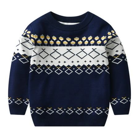 

URMAGIC Toddler Christmas Holiday Sweater Long Sleeve Plaid Sweatshirt Boy Girl Crewneck Pullover Knitwear Clothes
