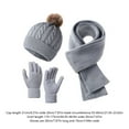 thumbnail image 3 of PuSpu Solid Color Knitted Hat Three-piece Set For Winter Warm And Cold-proof Thick Outdoor Wool Hat Scarf Gloves Set, 3 of 6