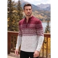 thumbnail image 6 of COOFANDY Mens Quarter Zip Pullover Sweaters Casual Slim Fit Knit Texture Sweater Fair Isle Pattern, 6 of 8