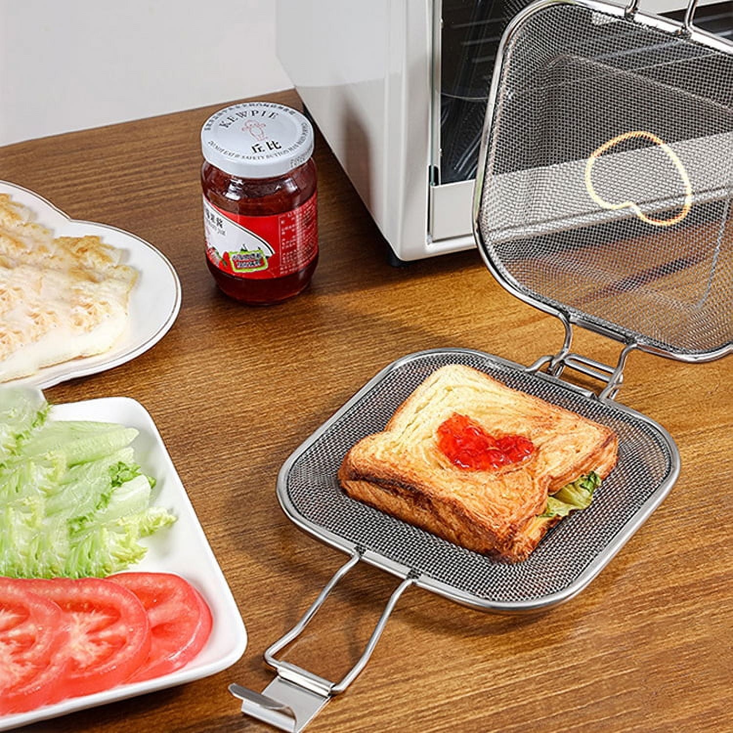  Sandwich Maker, Non-Stick Stainless Steel Grilled Net