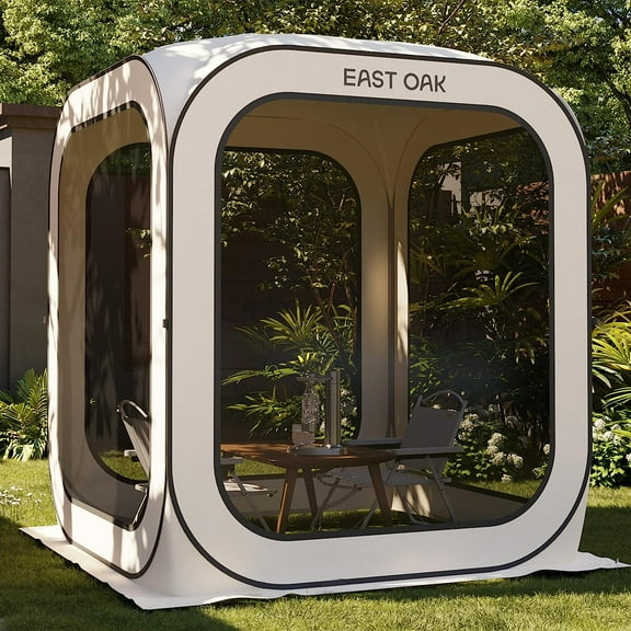 East Oak Pop up Screen Tent with Mosquito Netting, Portable Screen House Canopy Shelter, 6 x 6 FT InstantGazebo & UPF 50 UV Protection, Beige