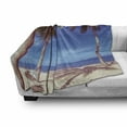 thumbnail image 3 of Beach Soft Flannel Fleece Throw Blanket, Image of an Hammock at Summer Tropical Coast by the Ocean Palms Surreal, Cozy Plush for Indoor and Outdoor Use, 70" x 90", Navy Cream Green, by Ambesonne, 3 of 6