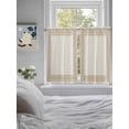 thumbnail image 4 of Beige Geometric Tier Curtains 45 Inches Long, Brown Greek Key Design Burlap Modern Art Window Treatment Curtain Drapes, Window Half Privacy Curtains for Bedroom Bathroom, 42"x45", 2 Panels, 4 of 7