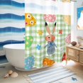 thumbnail image 5 of No Hook Shower Curtain, Spring Easter Shower Curtains for Bathroom with See Through Top Window, Green Plaid Bunny Colorful Eggs Floral Waterproof & Washable Bath Curtain Extra Long 72"x84", 5 of 9
