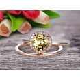 thumbnail image 1 of 1.25 Carat 6mm Round Cut Champagne Diamond Moissanite Engagement Ring with Plain Matching Band On 10k Rose Gold, 1 of 5