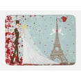thumbnail image 1 of Wedding Bath Mat, French Couple Hand Drawn Paris Eiffel Tower Getting Married Hearts Celebration, Non-Slip Plush Mat Bathroom Kitchen Laundry Room Decor, 29.5 X 17.5 Inches, Blue Red White, Ambesonne, 1 of 2