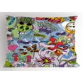 thumbnail image 1 of Art Pillow Sham Hip-Hop Inspired Colorful Graffiti Doodle Crazy Love Time Cool Skull Street Art Print, Decorative Standard Size Printed Pillowcase, 26 X 20 Inches, Multicolor, by Ambesonne, 1 of 2