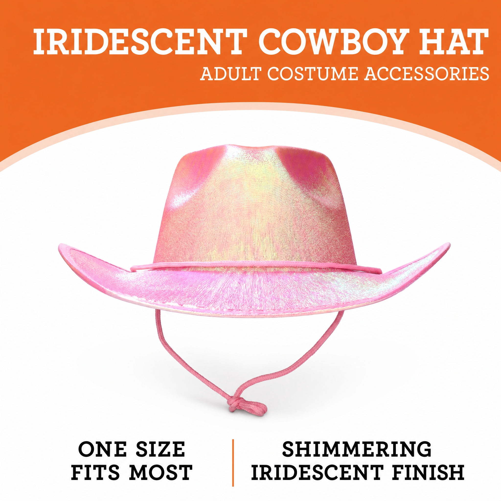 Iridescent Cowboy Hat Costume Accessory for Adults, Pink, Halloween by Way To Celebrate