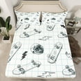 thumbnail image 2 of Manfei Sport Skateboard 4-Piece Full Size Sheets,Geometric Plaid Bed Sheets,Abstract Lightning Lightweight Sheet Sets,Sport Bedroom Decorative, 2 of 7