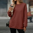 thumbnail image 5 of Tawop Sweatshirts Pullovers Womens Tops Womens Sweatshirts Crew Neck Long Sleeve Solid Brown XL, 5 of 9
