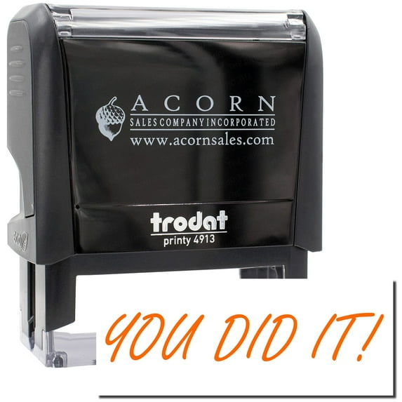 Large Self-Inking You Did It Stamp, Trodat Printy 4913, Press and Print Stamping, Impression Size 7/8" x 2-1/4", Up to 10,000 Impressions - Orange Ink