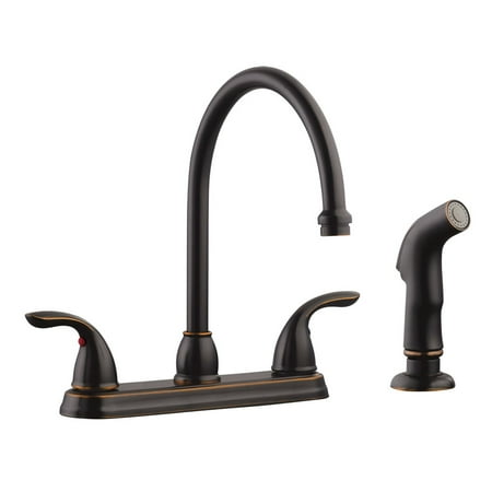 Bronze Kitchen Faucet 3 Hole Design House 525097 Ashland 2-Handle Standard Kitchen Faucet with Side Sprayer, Oil Rubbed Bronze ()