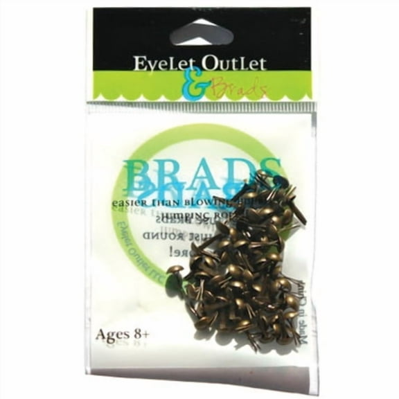 Eyelet Outlet Round Brads 4mm 70/Pkg-Brushed Brass