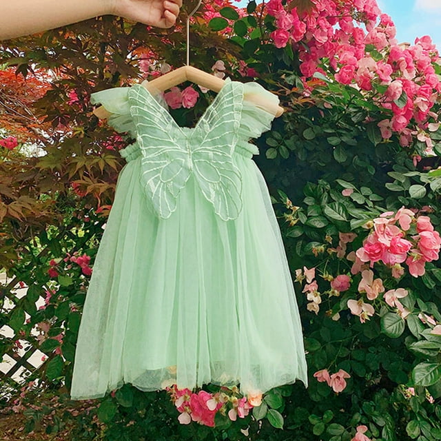 Robes pour Filles Tout-Petits - Robe de Fête à Manches Volantes en Dentelle pour Danse et Usage Quotidien