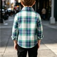 thumbnail image 4 of LJEFF Little Boys Light Grid Plaid Button Shirt, Loose Pocket Soft Chest Gift Kids Casual Top Green Size 3-4 T, 4 of 9