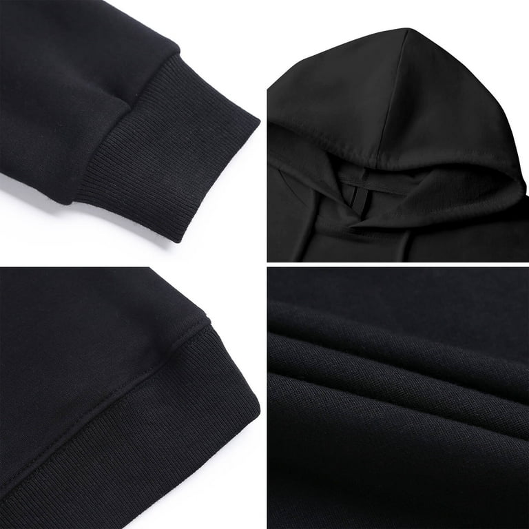 SOLY HUX Men's Graphic Hoodies Long Sleeve Drawstring Pocket Fuzzy Pullover  Sweatshirt Black 