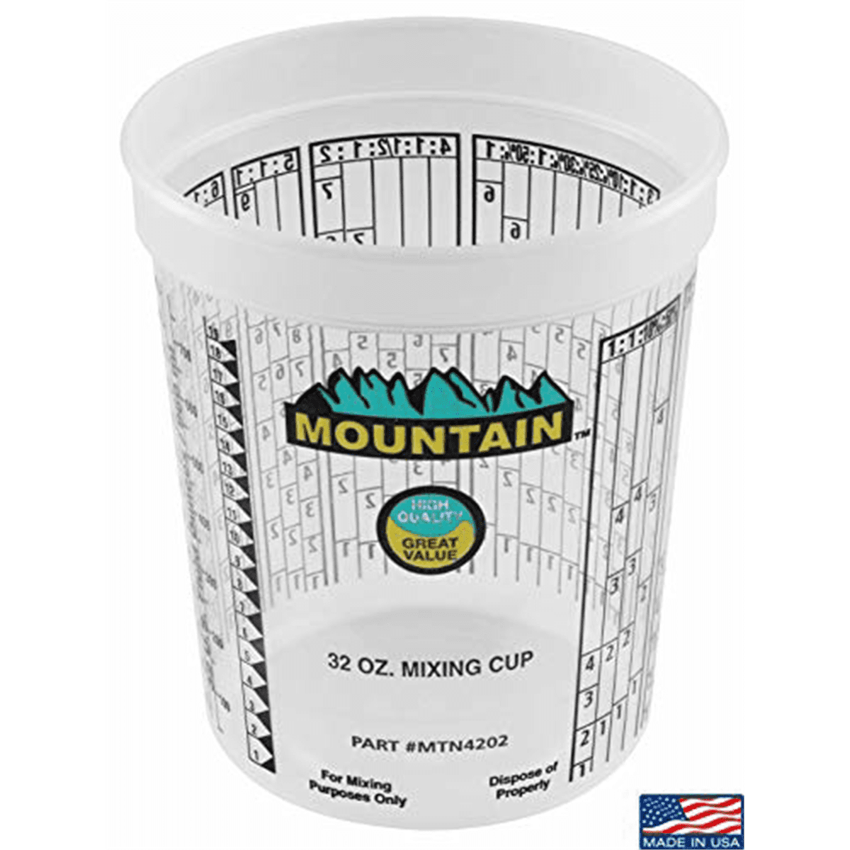 Mountain 4202 Disposable Quart Mixing Cup, 100 Count, Made in USA