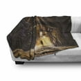 thumbnail image 3 of Fantasy Soft Flannel Fleece Throw Blanket, Underground Tunnel of the Mine Shaft Smokey Dark Rocky Abandoned Mysterious, Cozy Plush for Indoor and Outdoor Use, 50" x 70", Orange Purple, by Ambesonne, 3 of 6