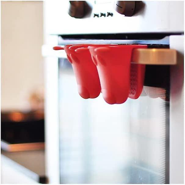 2 guantes para horno, silicona, guantes con clip para panadería resistentes al calor, patrón: perro rojo