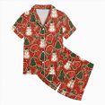thumbnail image 4 of sdbrld Kids Girls Christmas Pajama, 2Pcs Soft Stretch Button Down Pjs Short Sleeve Sleepwear and Shorts Matching Set Sizes 2-3 Years, 4 of 5