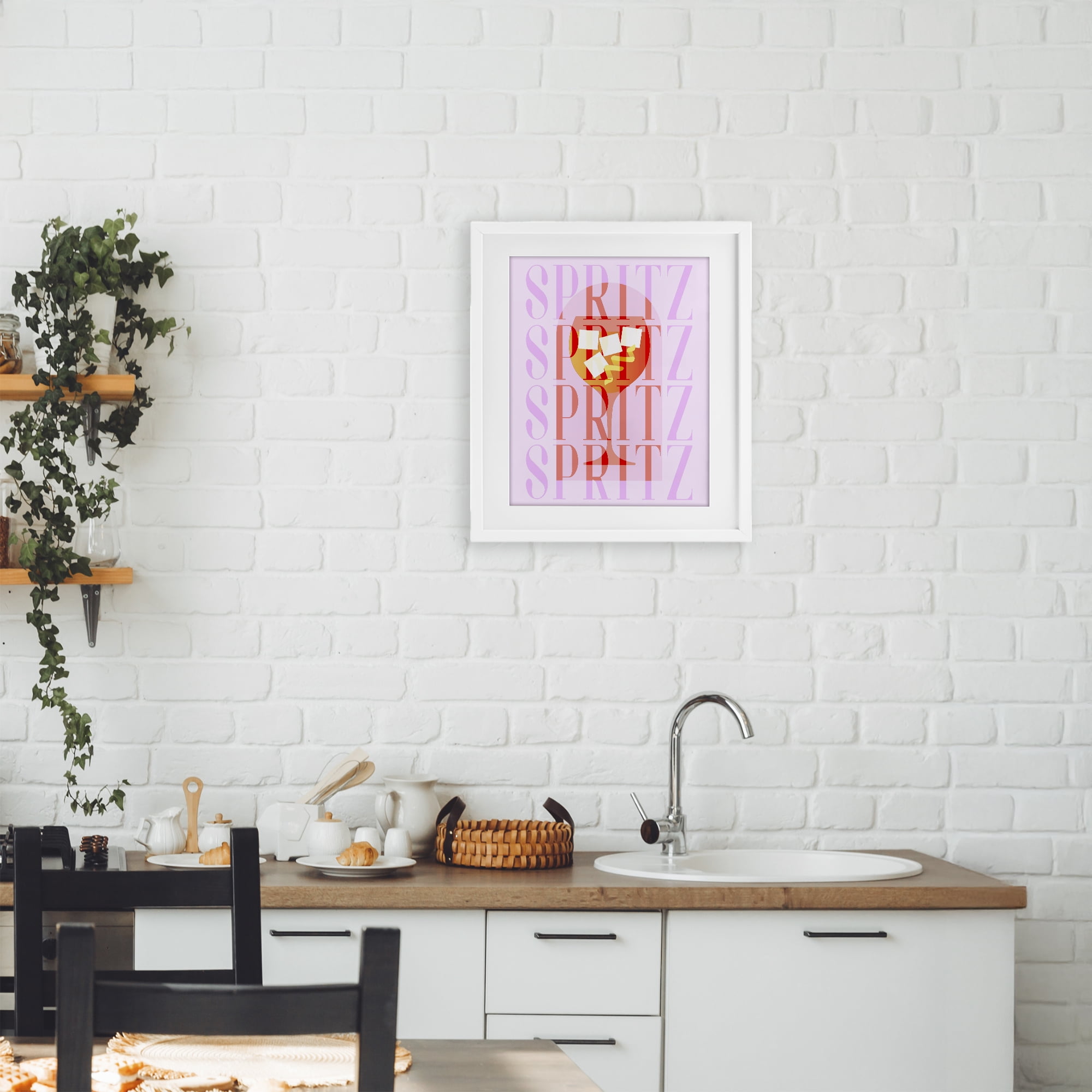 Retro Pastel Spritz White Framed Print Under Glass, design by Lil' Rue