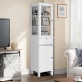 thumbnail image 2 of FCH Single Drawer Double Door MDF Spray Paint Bathroom Cabinet White, 2 of 9