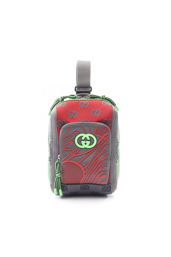 Pre-Owned Gucci GG pattern waist bag, body handbag, canvas, nylon, men's, red, gray, green,...