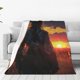 thumbnail image 1 of Fotbe Sunset Western Cowgirl Manta de Franela Acolchonada con Estampado, Súper Suave y Esponjosa, Extra Grande para Sofá, Cama, Uso Todo el Año-40"x30", 1 of 7