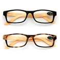 thumbnail image 2 of 2 Pairs of Wood Grain Printed Temple Arm Reading Glasses - Spring hinge men women readers, 2 of 3
