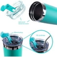 thumbnail image 3 of DRINCO 20 oz Stainless Steel Tumbler With Straw & Spill Poof Flip Lid, Vacuum Insulated Travel Mug, For Hot & Cold Drinks, Ombre Fuschia Teal, 3 of 5