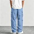 thumbnail image 5 of Teen Boys Cargo Pants Relaxed Fit Lightweight Casual Trousers with Multi Flap Pockets Elastic Waist Baggy Tactical Pants for Hiking Work Outdoor Streetwear Straight Leg, 5 of 9