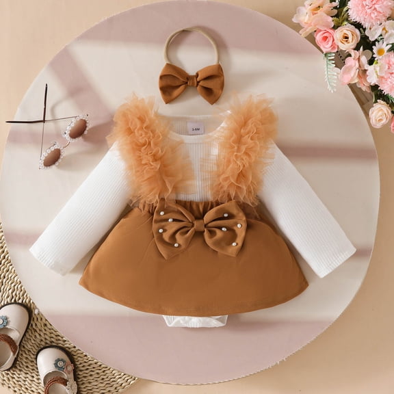 Infant Brown Infant Clothes Baby Rompers Girl Dresses Newborn Outfits Baby Girl Baby Summer Clothes Newborn Girl Dresses 9-12 Months