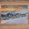 thumbnail image 3 of Ambesonne Winter Jigsaw Puzzle, Winter Season Mountain, Heirloom-Quality Fun Activity for Family Durable Cardboard, 1000 pcs, Orange White, 3 of 5