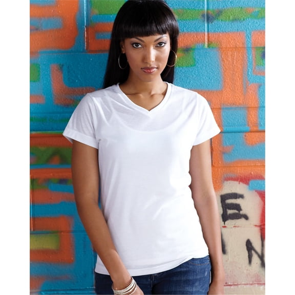 Sublivie 1507 Ladies' V-Neck Sublimation T-Shirt WHITE L