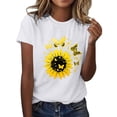 thumbnail image 2 of Xdegoge Short Sleeve Tops for Women Graphic Tee with Bold Sunflower and Butterflies Casual Crewneck Short Sleeve Shirts Unique Floral Tops and Tunics with Black Outline, 2 of 5