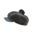 thumbnail image 3 of WITHMOONS Winter Fuzzy Pom Fleece Y2K Newsboy Hat Suede Brim Baker Boy Beret Flat Cap SLG1453 (Grey), 3 of 5