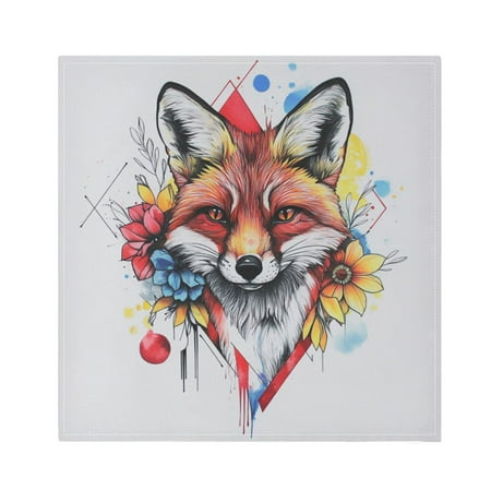 

Napkin Satin Napkin 20*20Inchx6 Kitchen Towel Dinner Plate Towel Decorative Towel Napkin Tea Towel Suitable For Kitchen Table Color Art Cool Fox