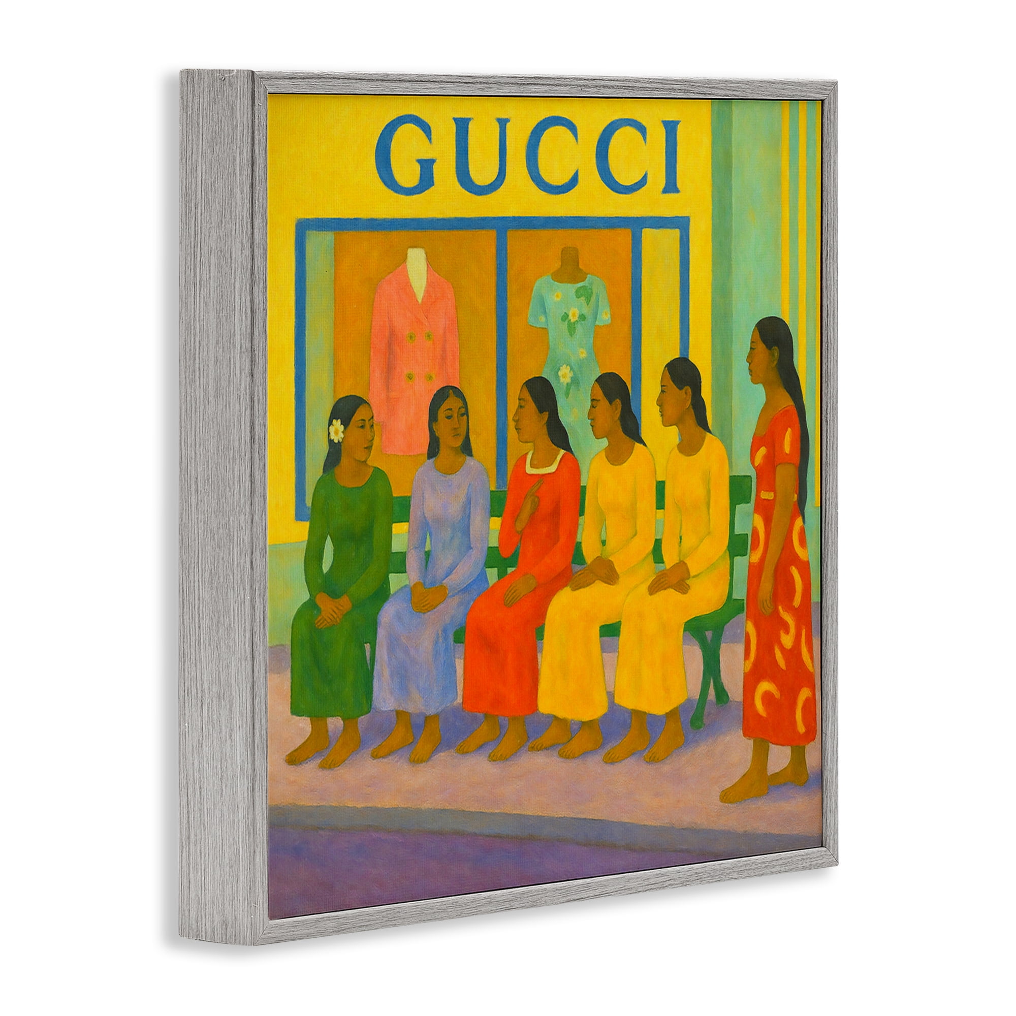 Stupell Industries Gaugin Style Glam Gray Framed Giclee Art, design by Grotto Studios
