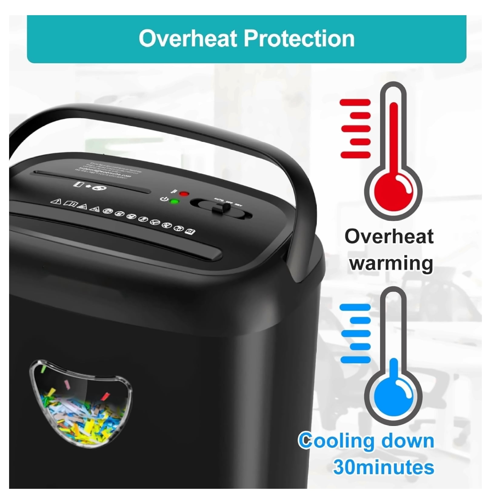 Cross Cut Paper Shredder - 14 Sheet Capacity, P-4 Security, 6.6 Gallon - Jam Proof Heavy Duty Shredder for Home & Office Use