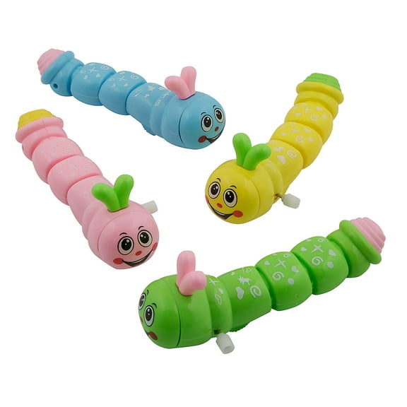 Fun Express 5 3/4" Pastel Wind-Up Wiggling Caterpillar Character Toys - 12 Pieces