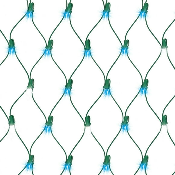 EZ-Illuminations 4'x4' 100-Count LED Net Lights, Blue with Cool White Flicker