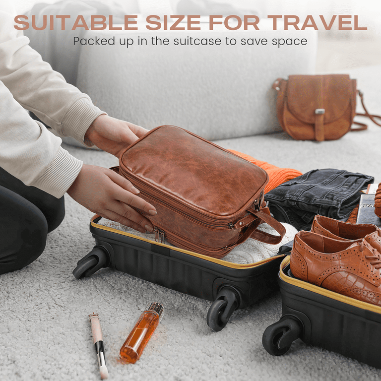 DAKOMM Toiletry Bag, Water-Resistant Leather Travel Organizer photo 6