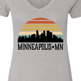 thumbnail image 4 of Inktastic Minneapolis Minnesota Skyline Retro Sunset Women's V-Neck T-Shirt, 4 of 5